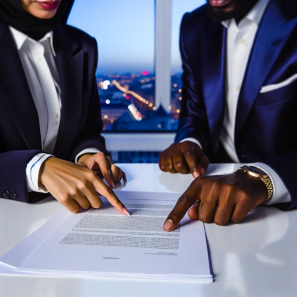 Legal professionals reviewing commercial contracts