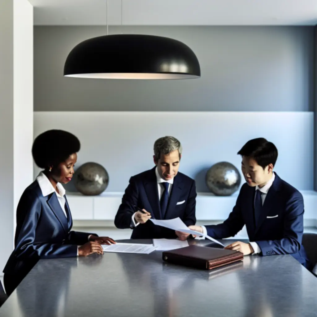 Senior advisors analyzing regulatory documents in Budapest office