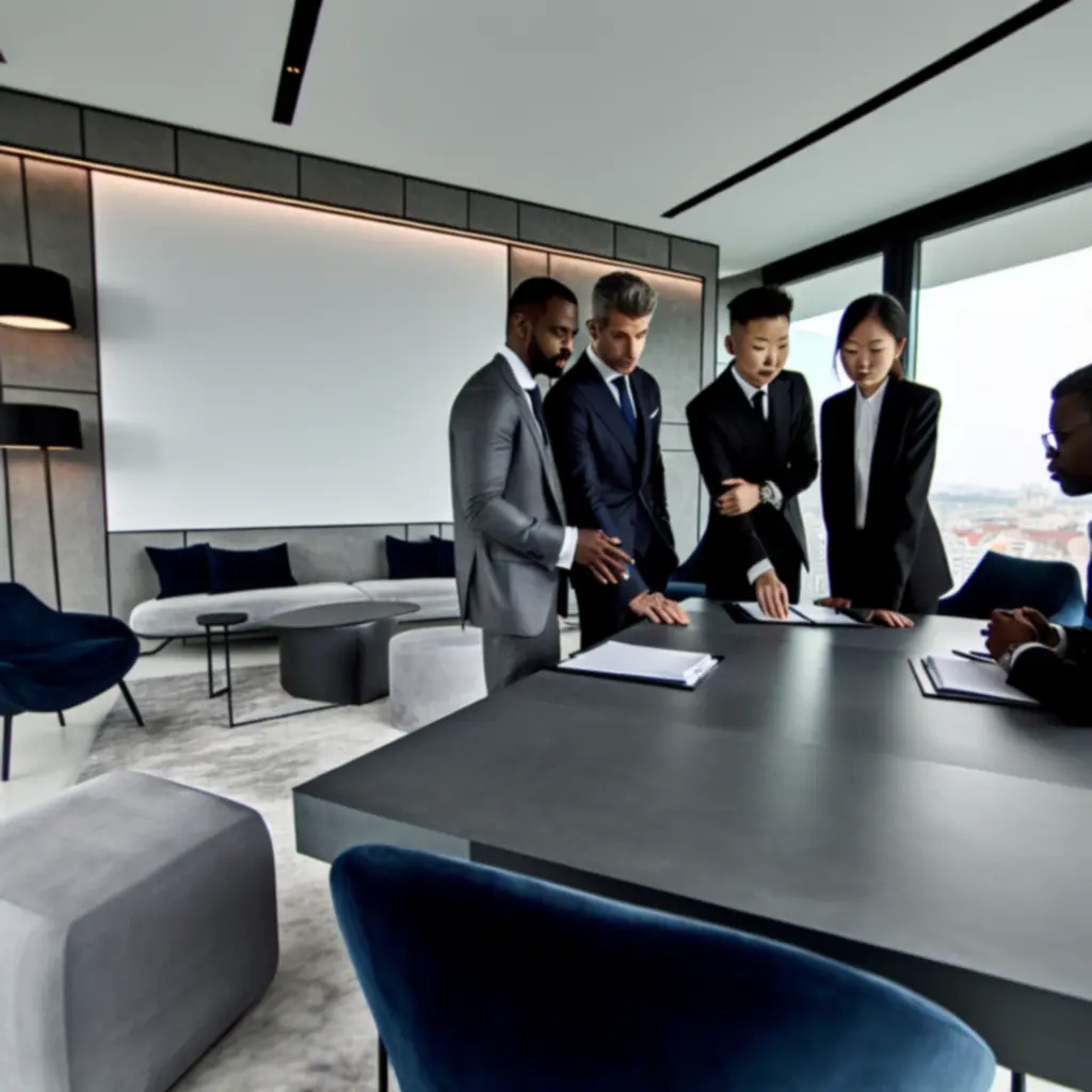 Legal team meeting in conference room